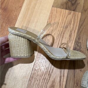 Dolce Vita Natural Woven Block Heel Sandals